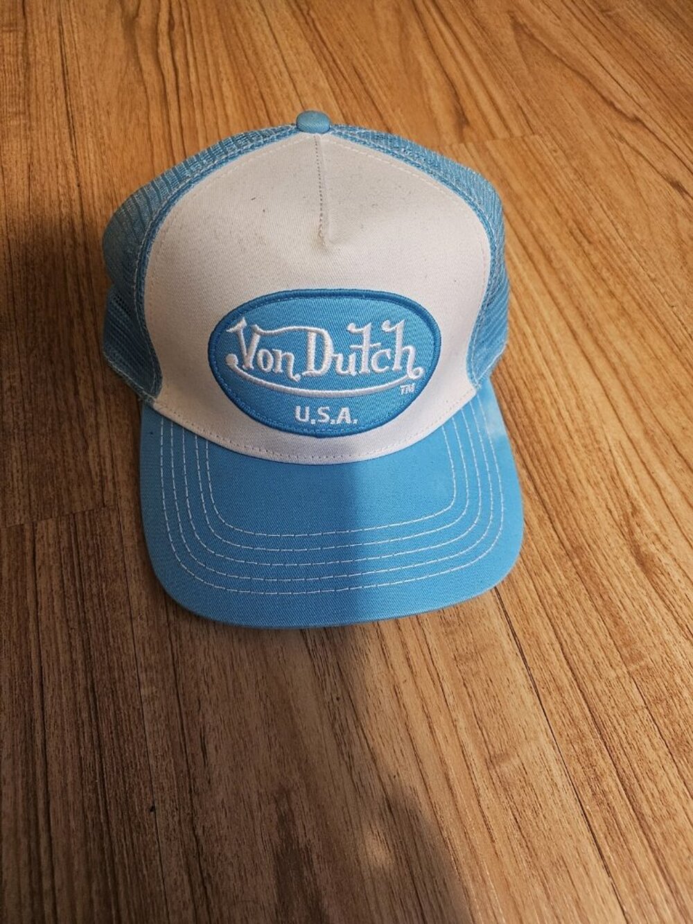 Von Dutch Hat Cap Trucker Blue and White Snapback
